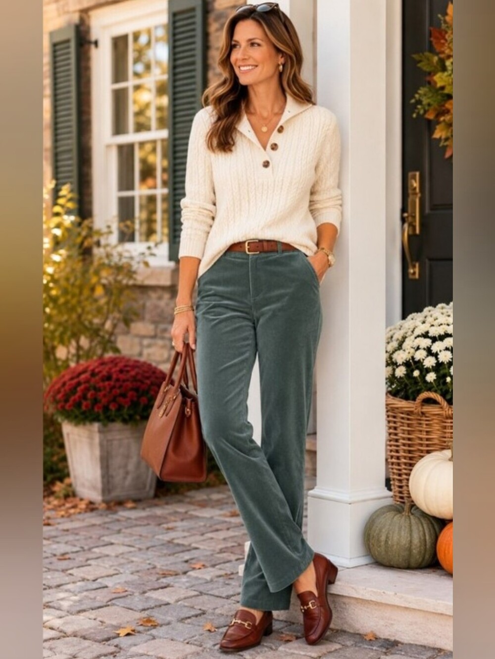 Talbots Velvet High-Rise Straight Pants in Sage Green